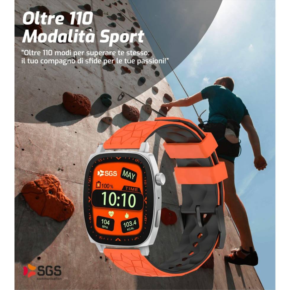 SMARTWATCH SGS 1 ONE MOMENT SILVER/ORANGE - immagine 2
